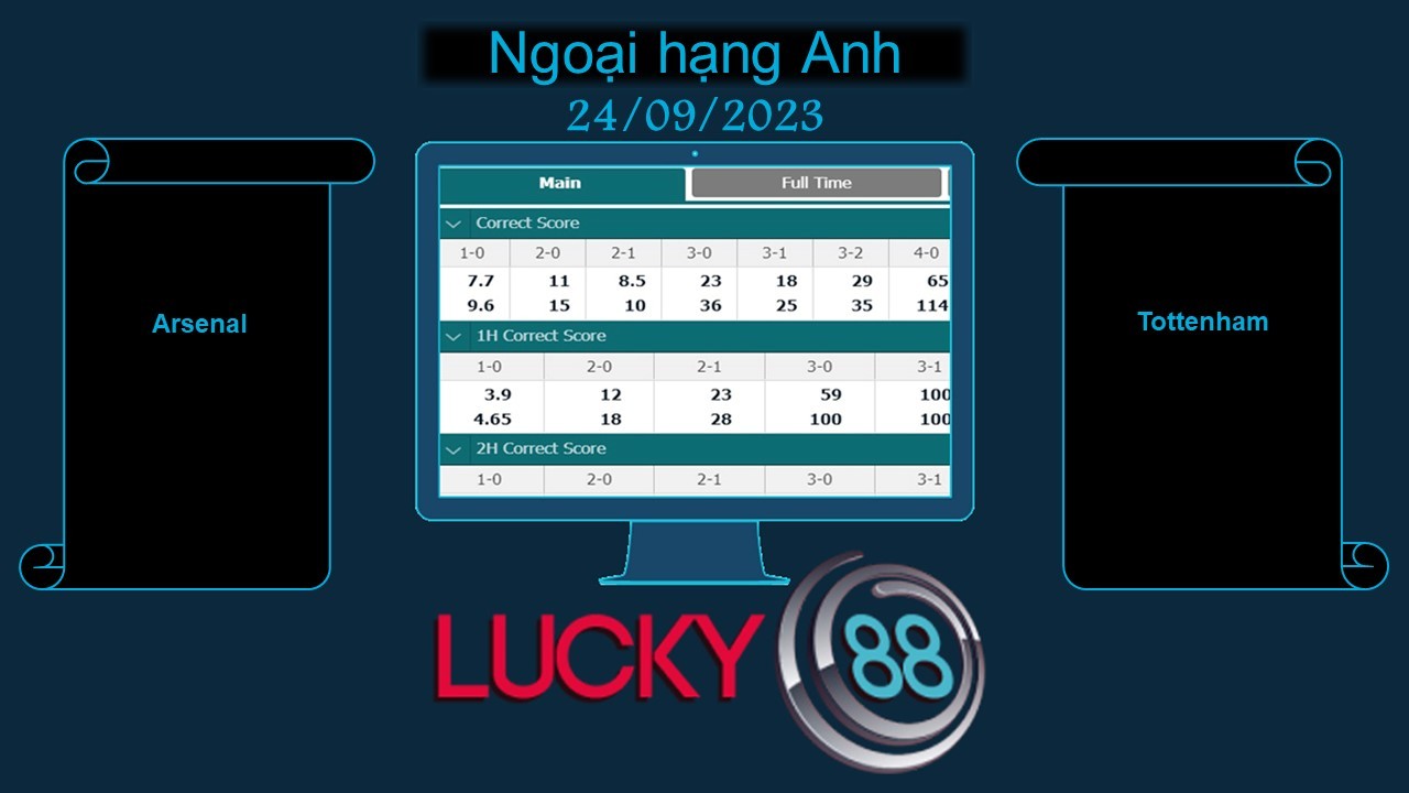 LUCKY88 Arsenal vs Tottenham, Soi kèo bóng đá hôm nay 24/09/2023, Ngoại hạng Anh