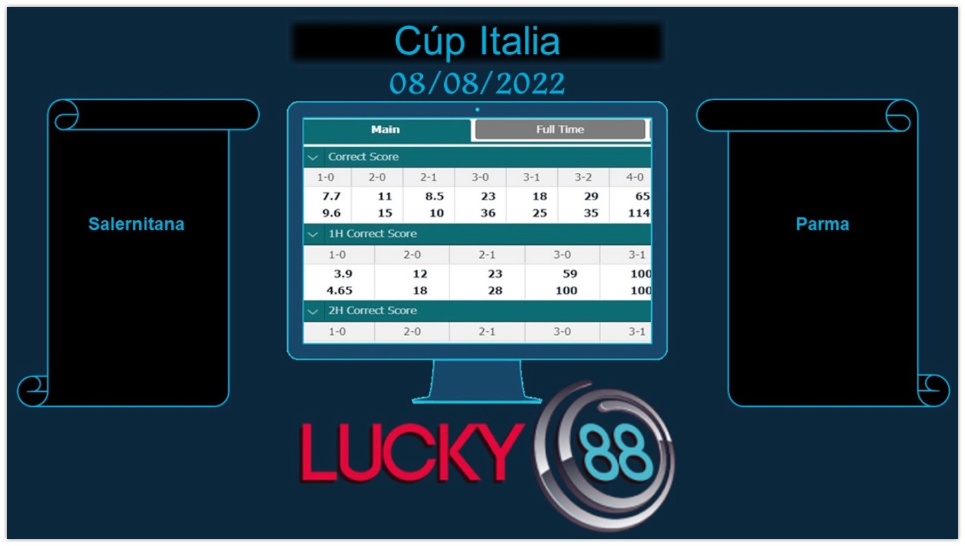 LUCKY88 Salernitana vs Parma, Soi kèo bóng đá hôm nay 08/08/2022, Cúp Italia