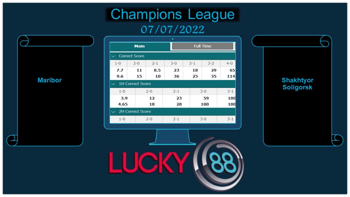 LUCKY88 Maribor vs Shakhtyor Soligorsk , Soi kèo bóng đá hôm nay 07/07/2022, Champions League