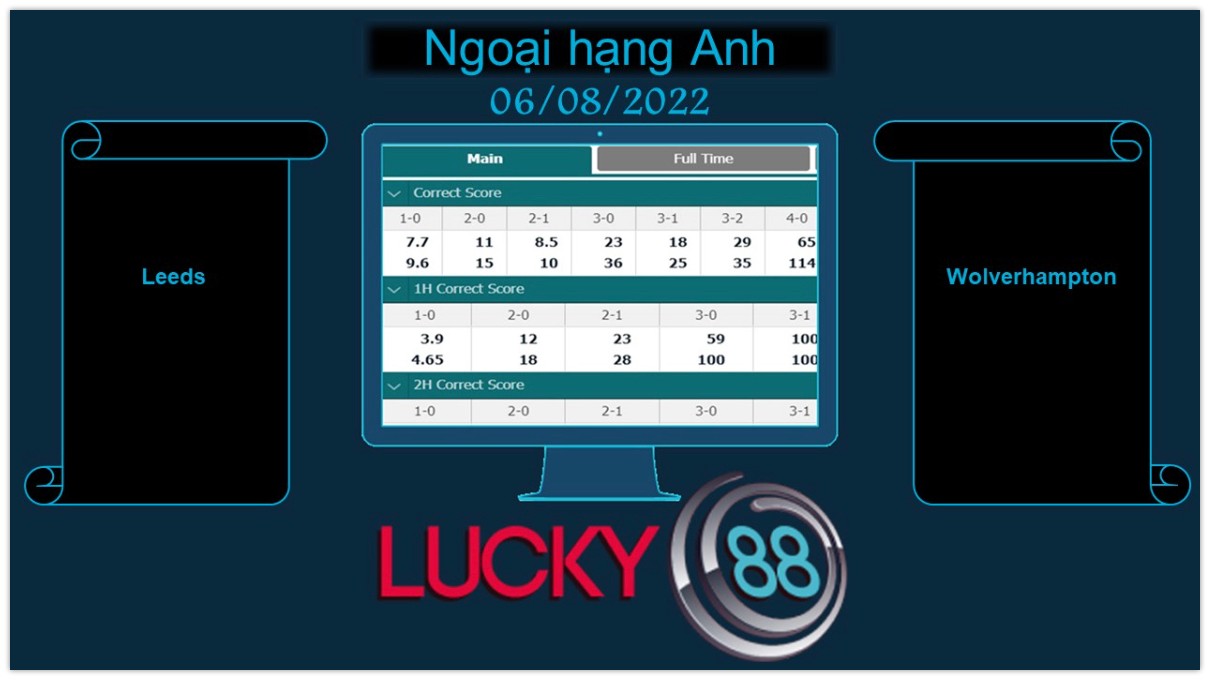 LUCKY88 Leeds vs Wolverhampton , Soi kèo bóng đá hôm nay 06/08/2022, Ngoại hạng Anh
