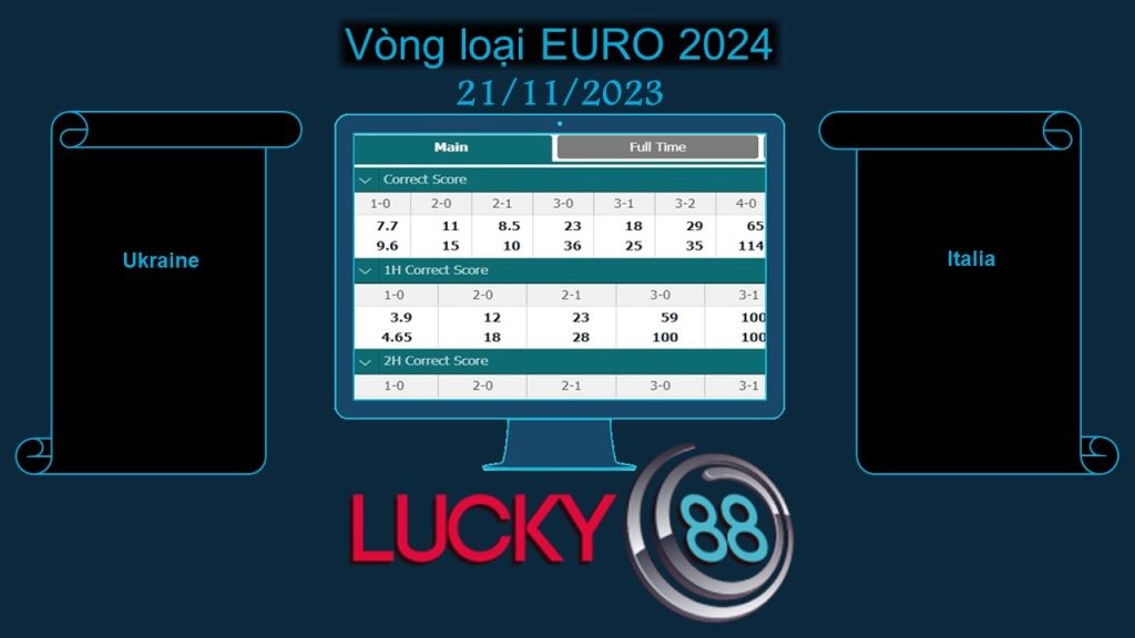 LUCKY88 Ukraine vs Italia, Soi kèo bóng đá hôm nay 21/11/2023, Vòng loại EURO 2024