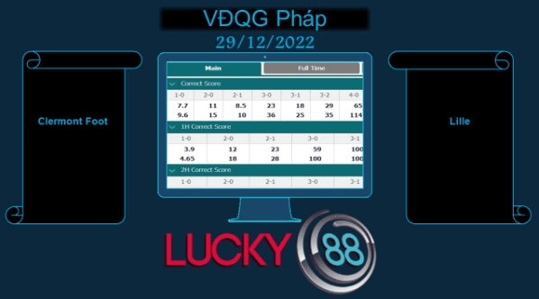LUCKY88 Clermont Foot vs Lille, Soi kèo bóng đá hôm nay 29/12/2022, VĐQG Pháp