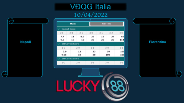 LUCKY88 Napoli vs Fiorentina  , Soi kèo bóng đá hôm nay 10/04/2022, VĐQG Italia