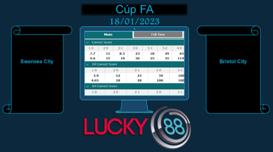 LUCKY88 Swansea City vs Bristol City, Soi kèo bóng đá hôm nay 18/01/2023, Cúp FA