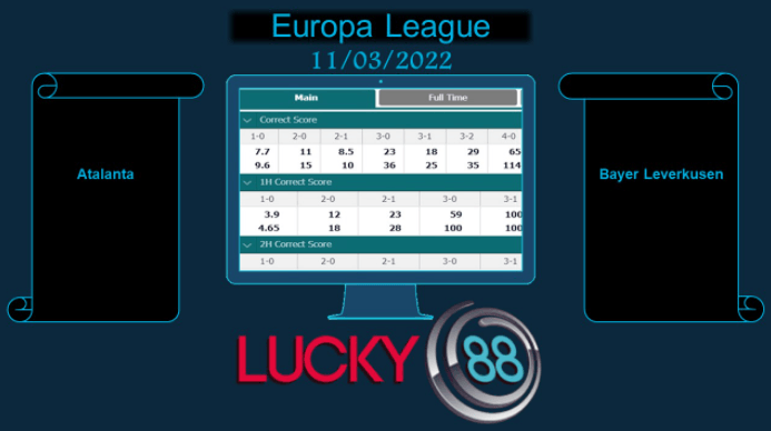 LUCKY88 Atalanta vs Bayer Leverkusen , Soi kèo bóng đá hôm nay 11/03/2022 Europa League