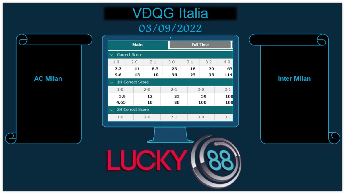 LUCKY88 AC Milan vs Inter Milan , Soi kèo bóng đá hôm nay 03/09/2022, VĐQG Italia