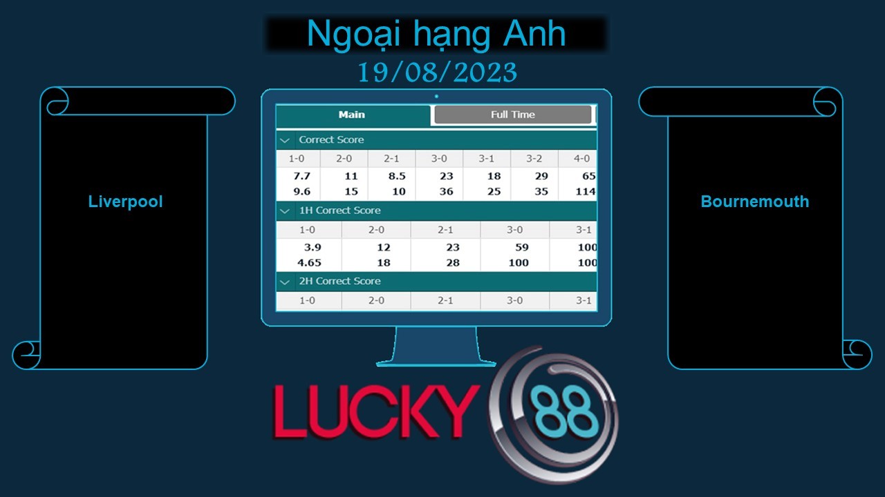 LUCKY88 Liverpool vs Bournemouth, Soi kèo bóng đá hôm nay 19/08/2023, Ngoại hạng Anh