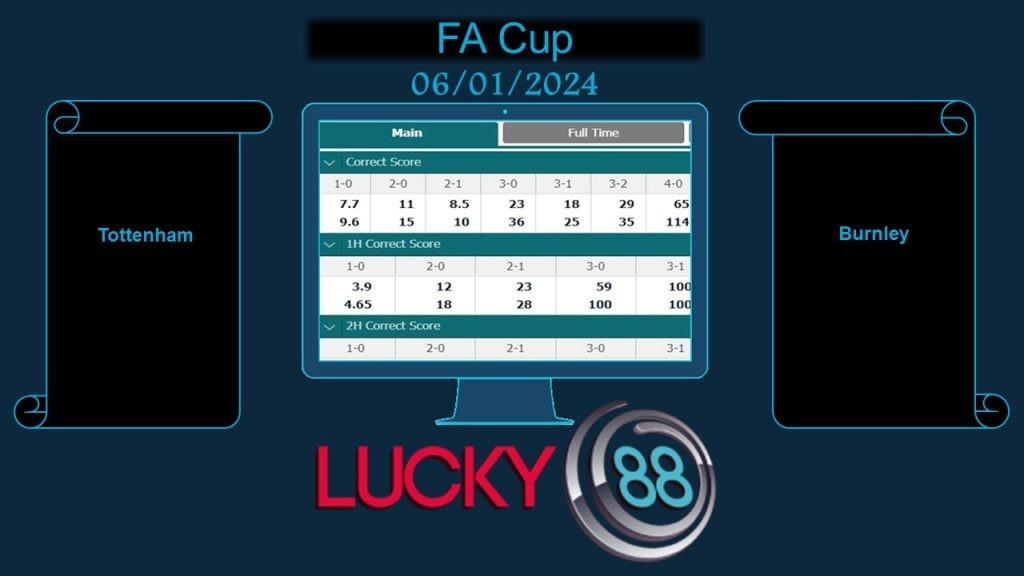 LUCKY88 Tottenham vs Burnley, Soi kèo bóng đá hôm nay 06/01/2024, FA Cup