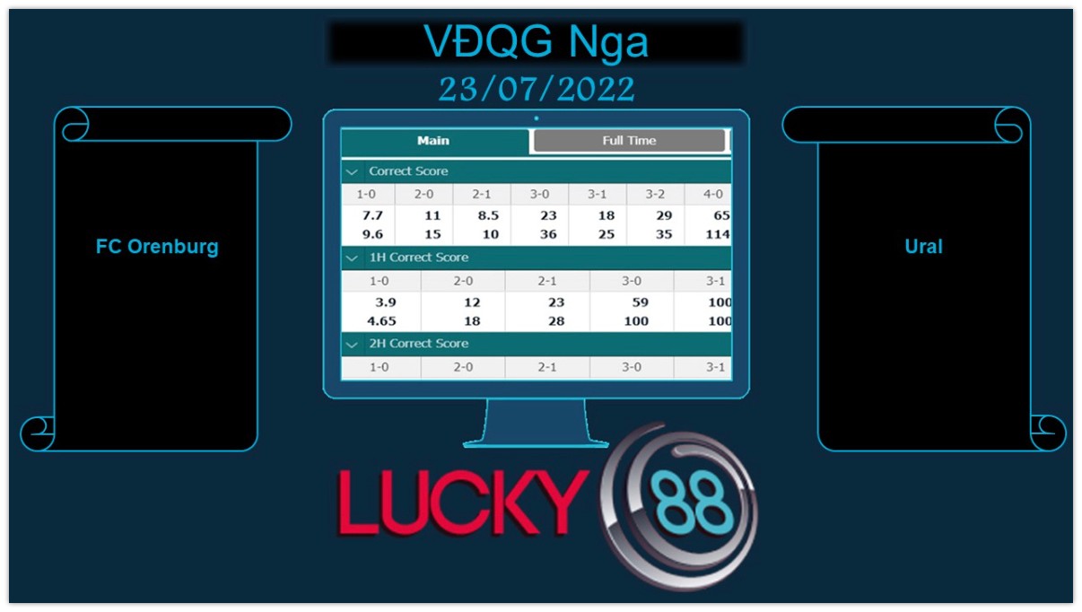 LUCKY88 FC Orenburg vs Ural , Soi kèo bóng đá hôm nay 23/07/2022,  VĐQG Nga