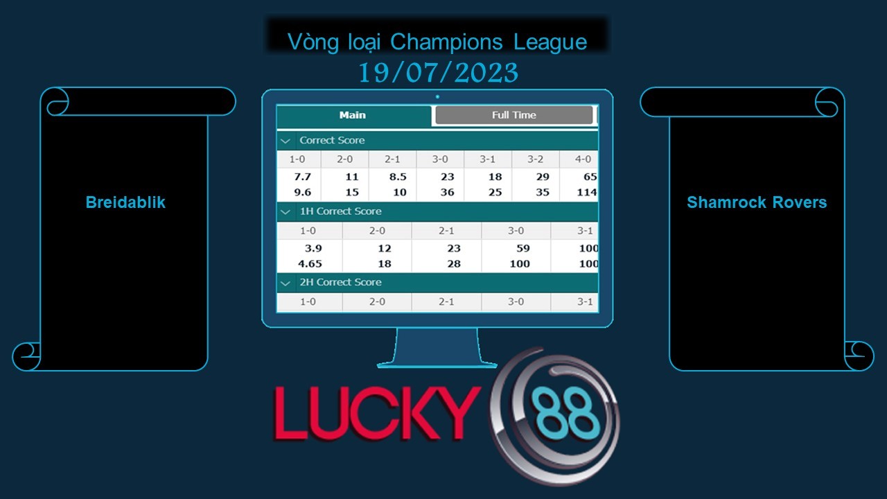 LUCKY88 Breidablik vs Shamrock Rovers, Soi kèo bóng đá hôm nay 19/07/2023, Champions League